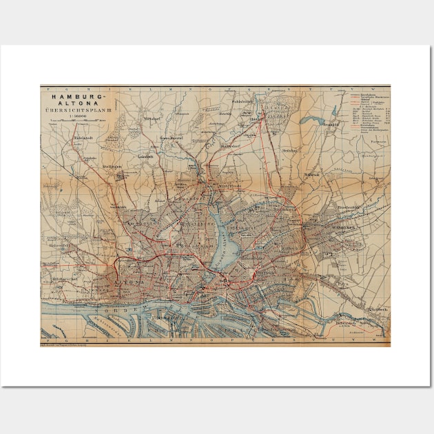 Vintage Hamburg Railway Map (1910) Wall Art by Bravuramedia